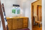 Master Bathroom Features Stand Up Shower with Cedar Floors, and Jetted Tub